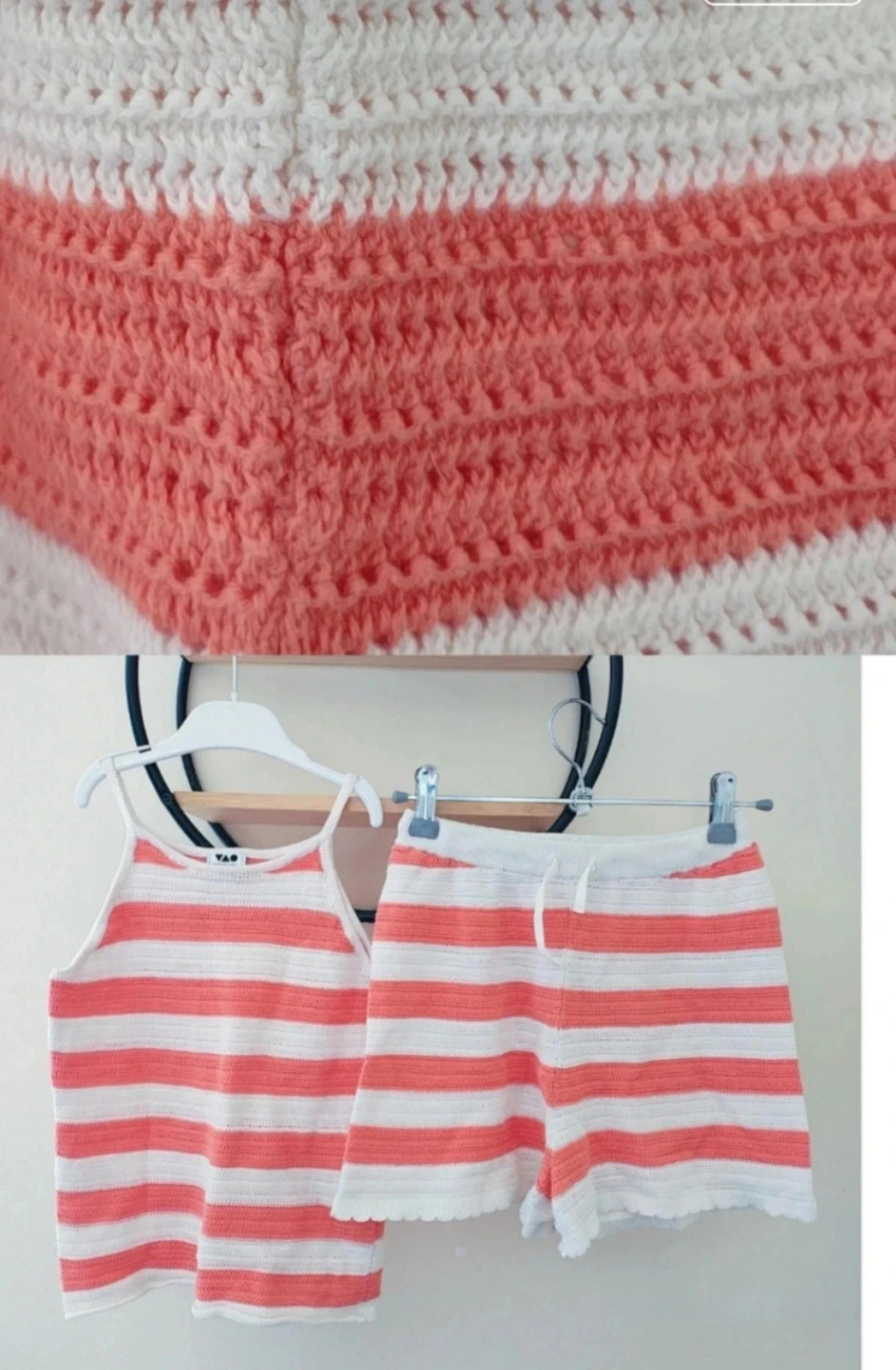10 ans ensemble été crochet  maille tape a l'oeil haut et short